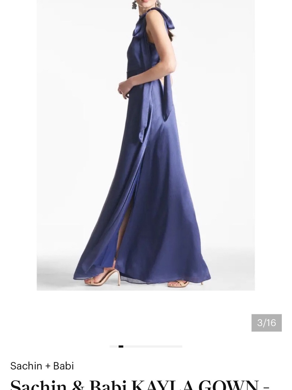 Sachin + Babi Navy Maxi Gown with Shoulder Tie